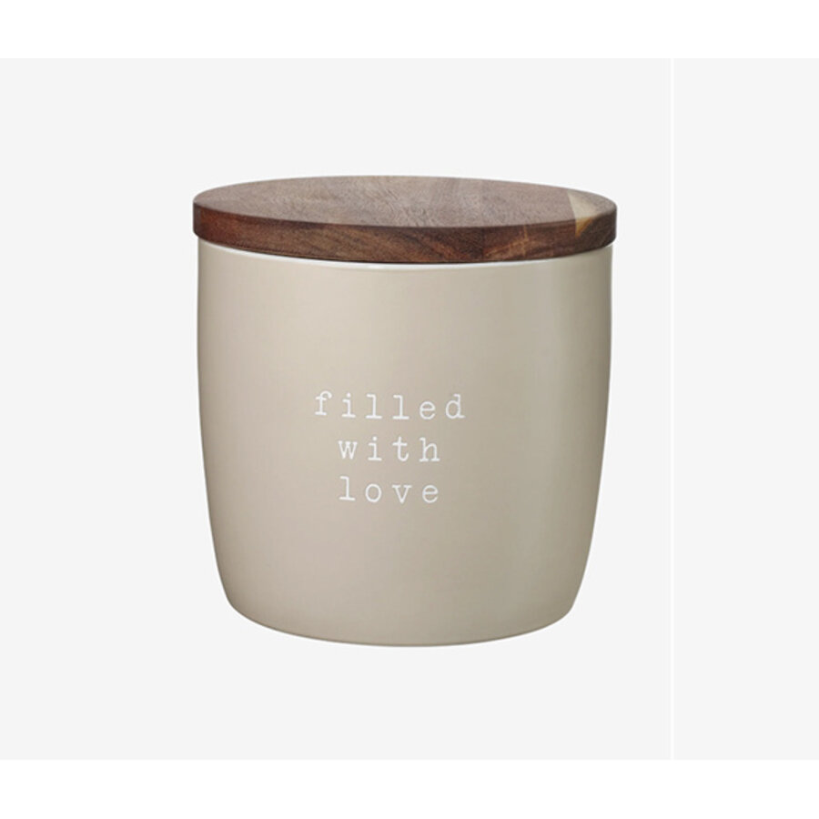 Voorraaddoos / Koekjesdoos ' Filled with Love ' h. 14.5 cm met houten deksel-1