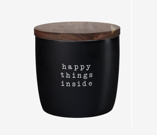  ASA Selection Voorraaddoos / Koekjesdoos ' Happy things inside ' h. 14.5 cm met houten deksel 