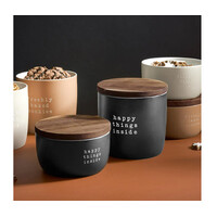 thumb-Voorraaddoos / Koekjesdoos ' Happy things inside ' h. 14.5 cm met houten deksel-2