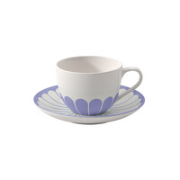 thumb-Schotel koffiekop / ondertas Fleur blauw bleu-2