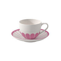 thumb-Schotel koffiekop / ondertas Fleur roze cassis-2