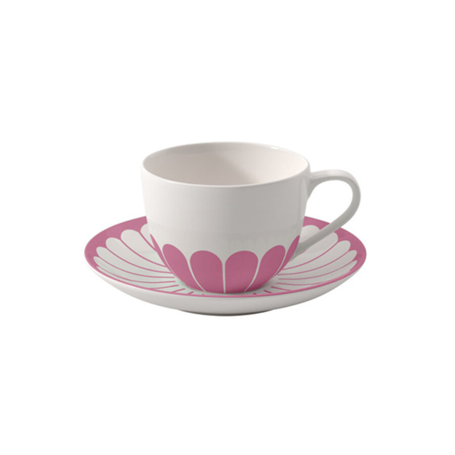 Schotel koffiekop / ondertas Fleur roze cassis-2