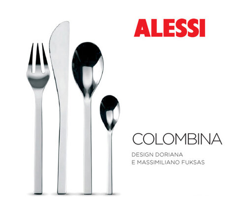  Alessi Set 6 dessertmessen en dessertvorken Alessi Colombina 