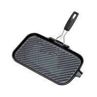 Grillpan gietijzer mat zwart 36 cm / plooibaar handvat