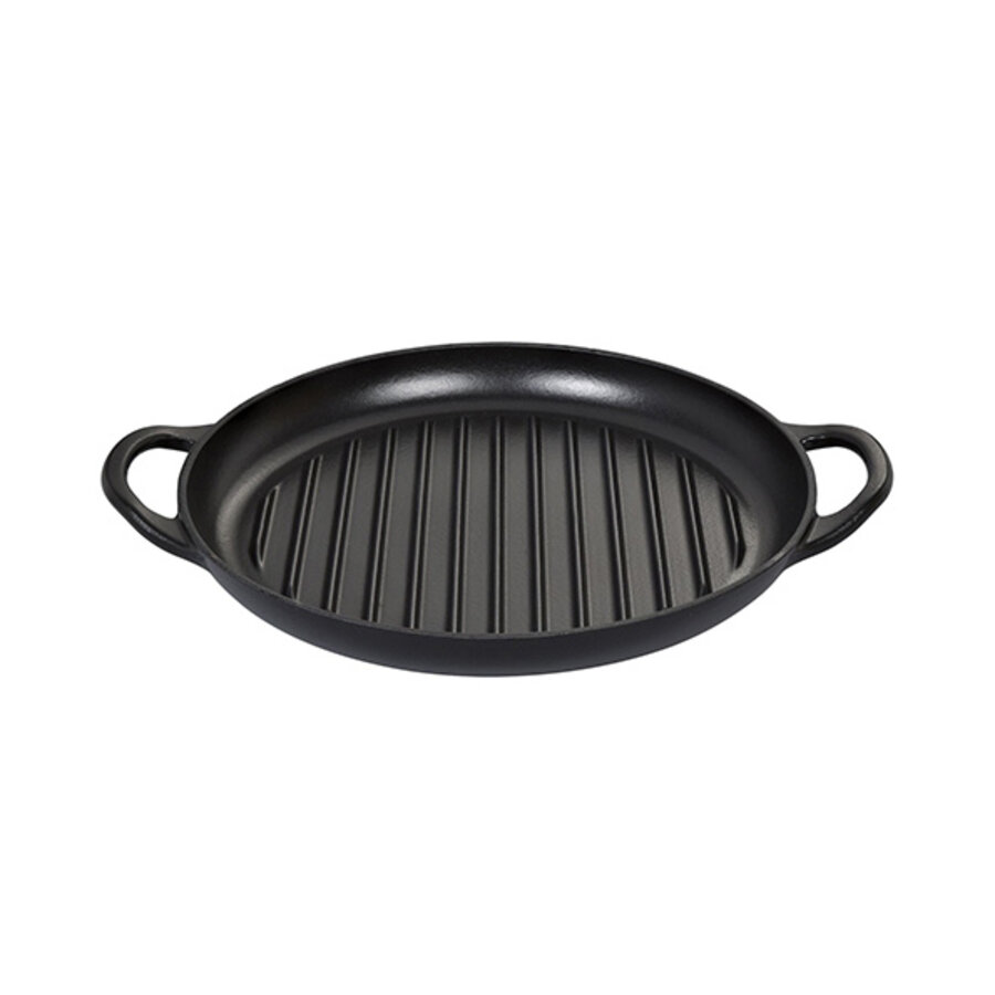 Grillpan gietijzer 30 cm diam. met 2 handgrepen-1