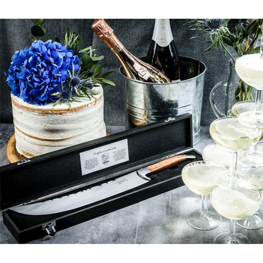 Sabel voor champagnefles te openen olijfhout-1