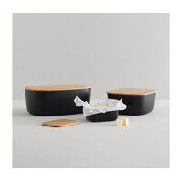 thumb-Brooddoos Broodtrommel zwart vierkant 23 cm melamine zwart-2