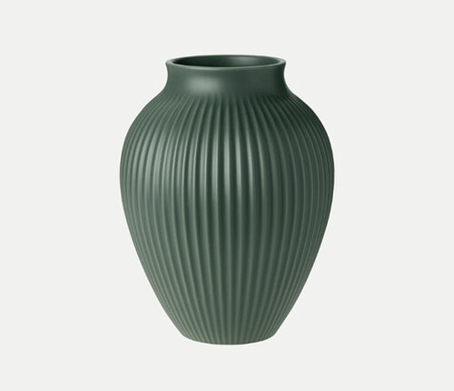  Knabstrup Keramik Vaas geribd 27 cm hoog celadon groen 