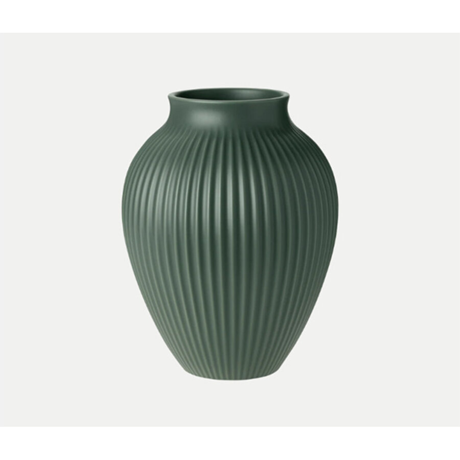 Vaas geribbeld keramiek 27 cm hoog celadon groen-1
