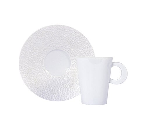  Bernardaud - Limoges Mokkakop / Espressokop en schotel porselein Ecume wit 