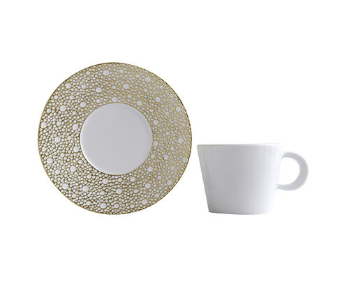  Bernardaud - Limoges Theekop en schotel porselein Ecume Mordoré 