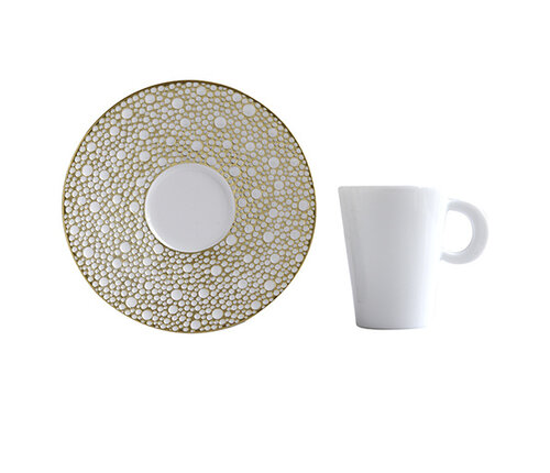  Bernardaud - Limoges Mokkakop / Espressokop  en schotel porselein Ecume Mordoré 