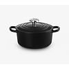 Stoofpot 18 cm mat zwart met deksel gietijzer