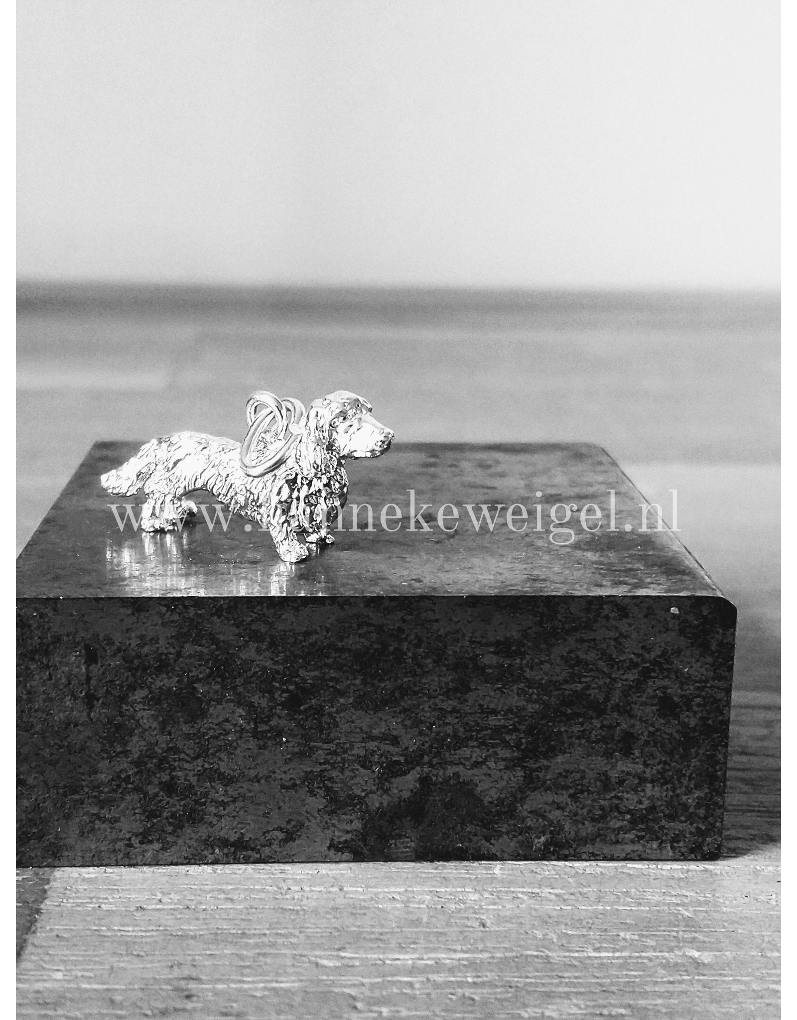 Handmade by Hanneke Weigel Sterling silver dachshund  langhaar