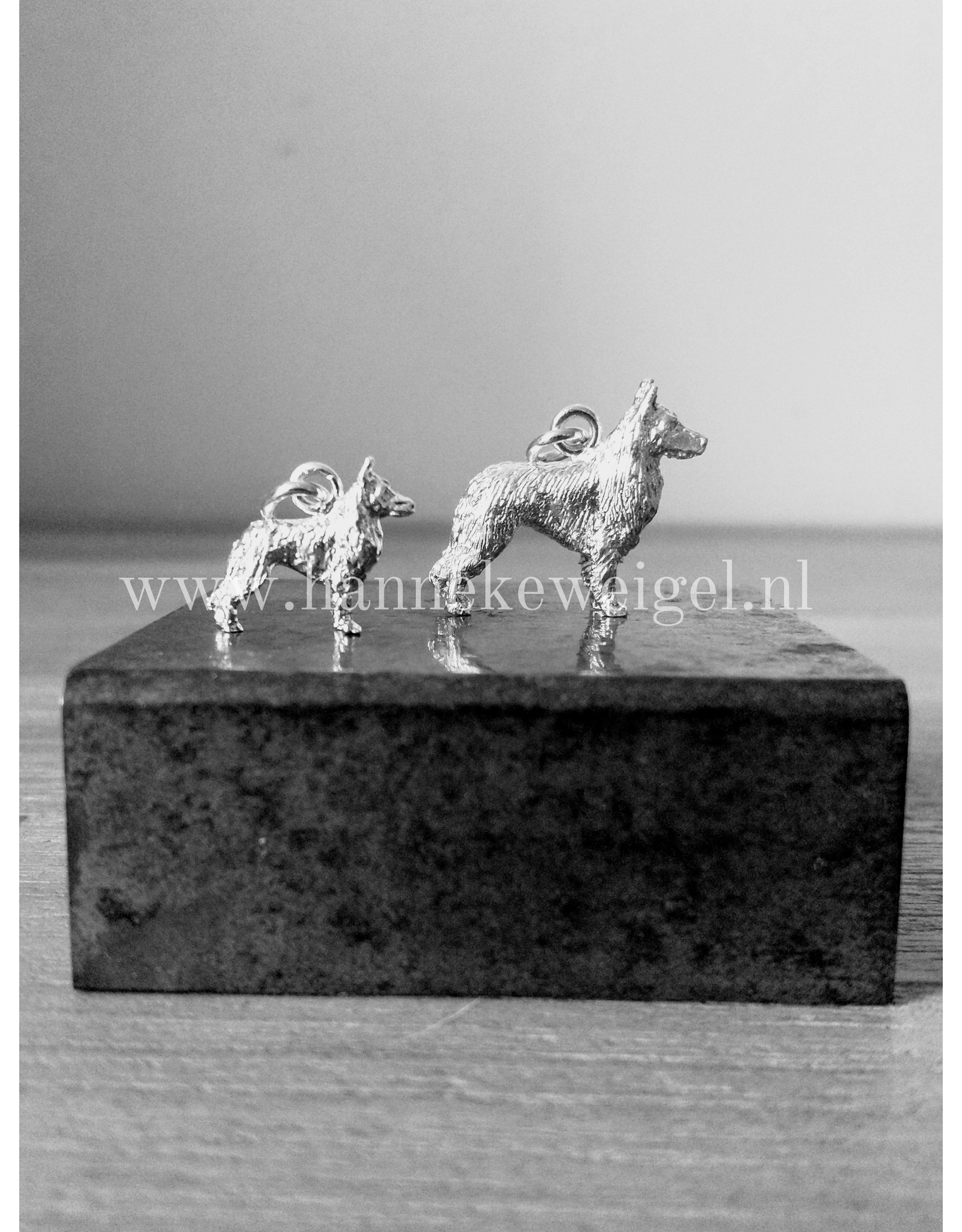 Handmade by Hanneke Weigel Sterling silver Belgian shepherd tervuren