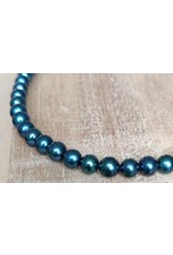 Handmade by Hanneke Weigel Pearl necklace petrol tones