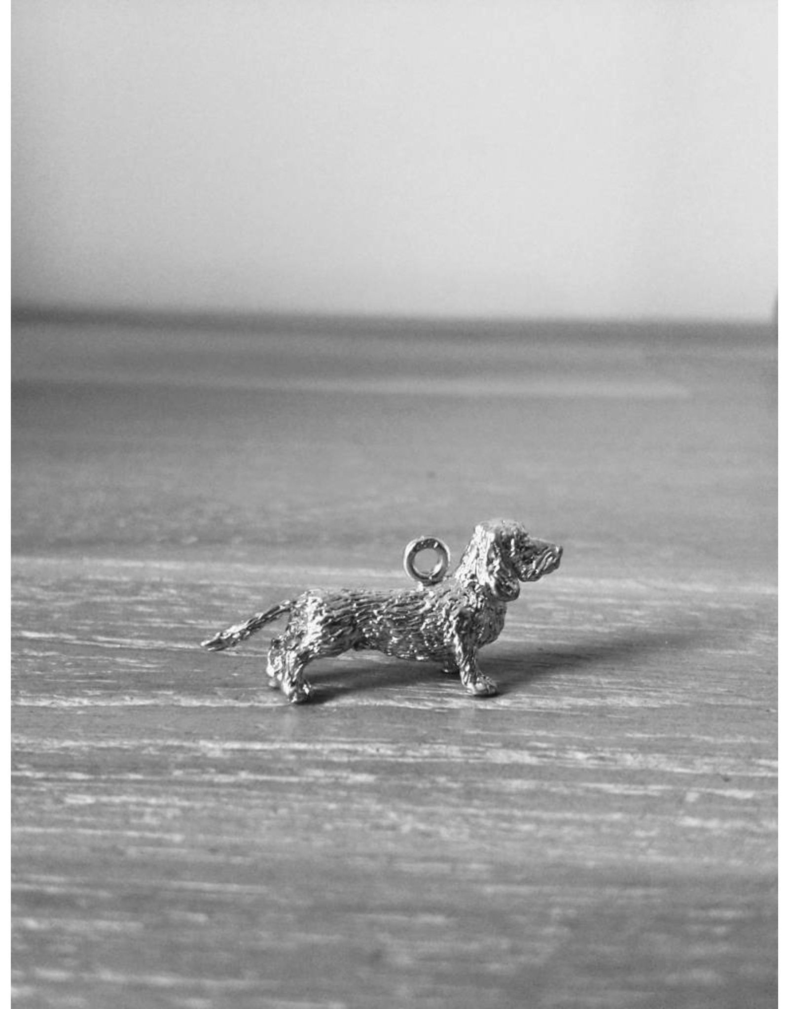 Handmade by Hanneke Weigel Sterling silver dachshund rough hair earrings