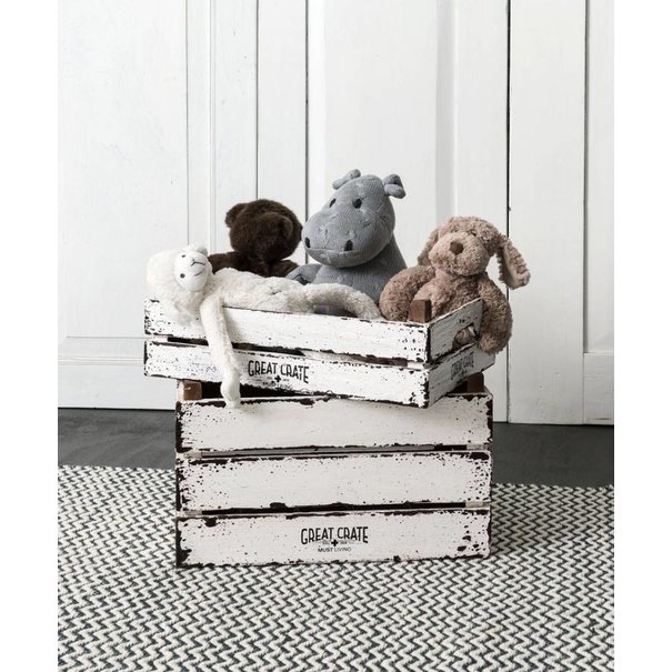 Must Living Great Crate hoge witte houten krat Large