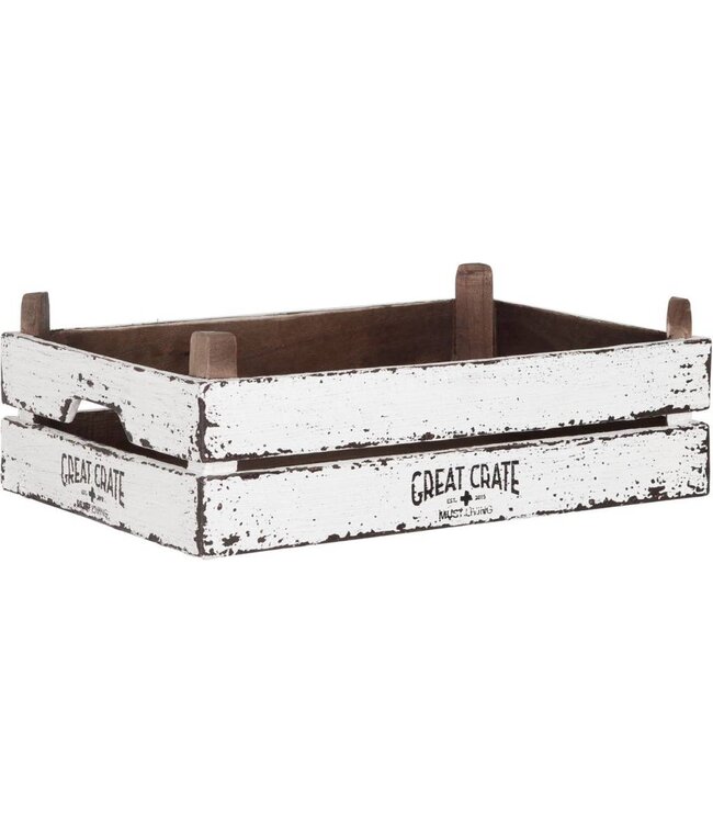 Great Crate lage witte houten krat 12x45x30 cm