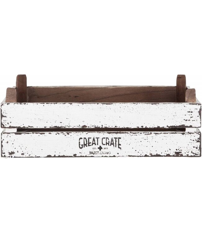 Great Crate lage witte houten krat 12x45x30 cm