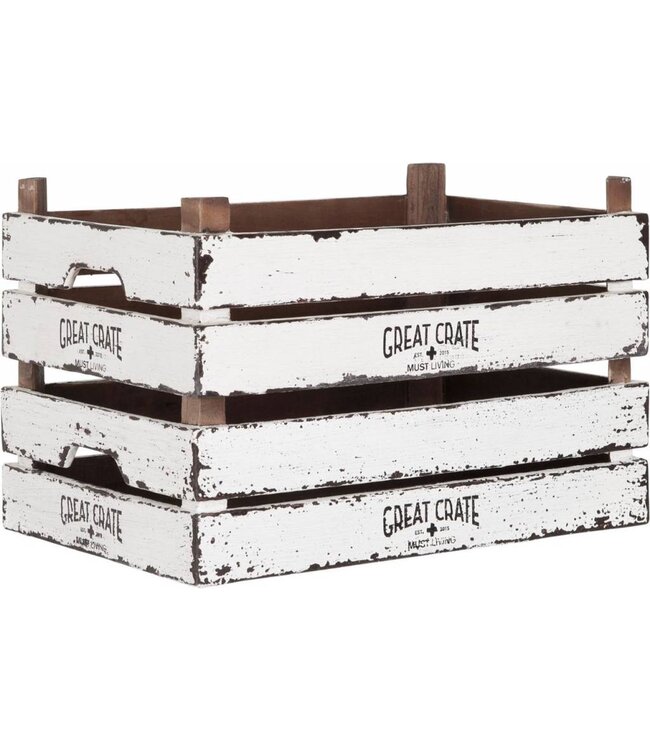 Great Crate lage witte houten krat 12x45x30 cm
