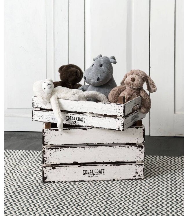 Great Crate lage witte houten krat 12x45x30 cm