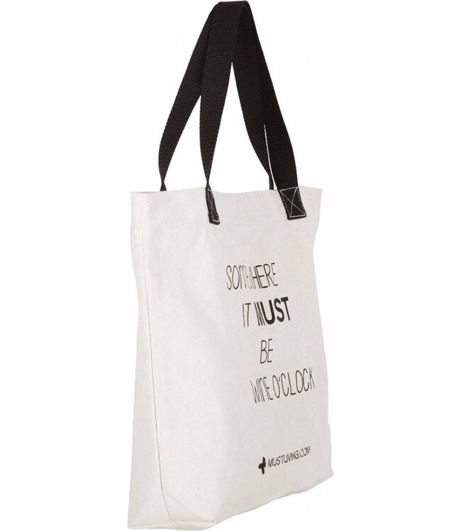 Shopper tas Must Living pitjeskatoen met opdruk