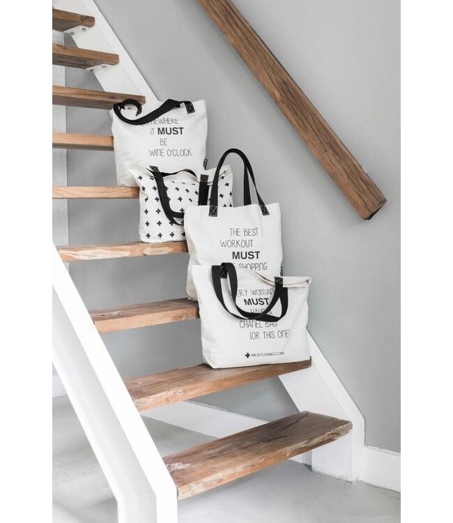 Shopper tas Must Living pitjeskatoen met opdruk