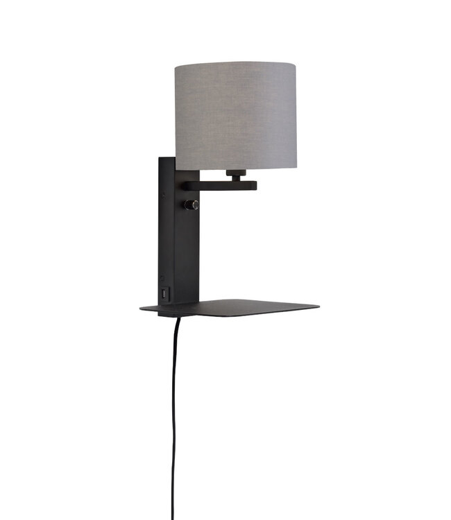 Wandlamp FLORENCE Medium: met lampenkap, boekenplank en usb-oplader