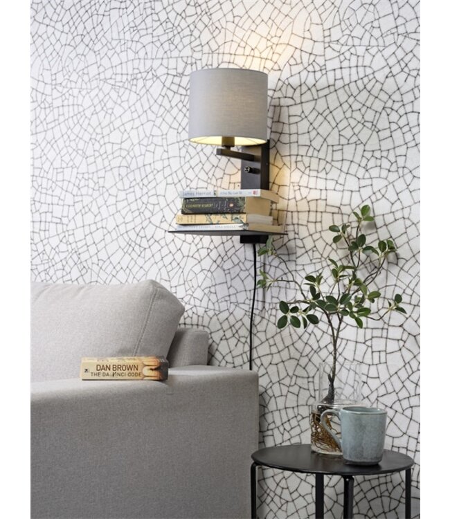 Wandlamp FLORENCE Medium: met lampenkap, boekenplank en usb-oplader