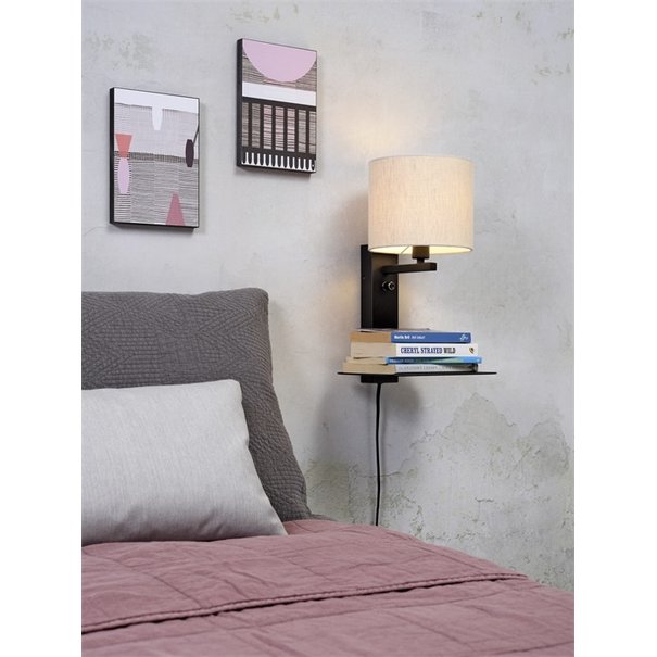 It's about RoMi Wandlamp FLORENCE Medium: met lampenkap, boekenplank en usb-oplader