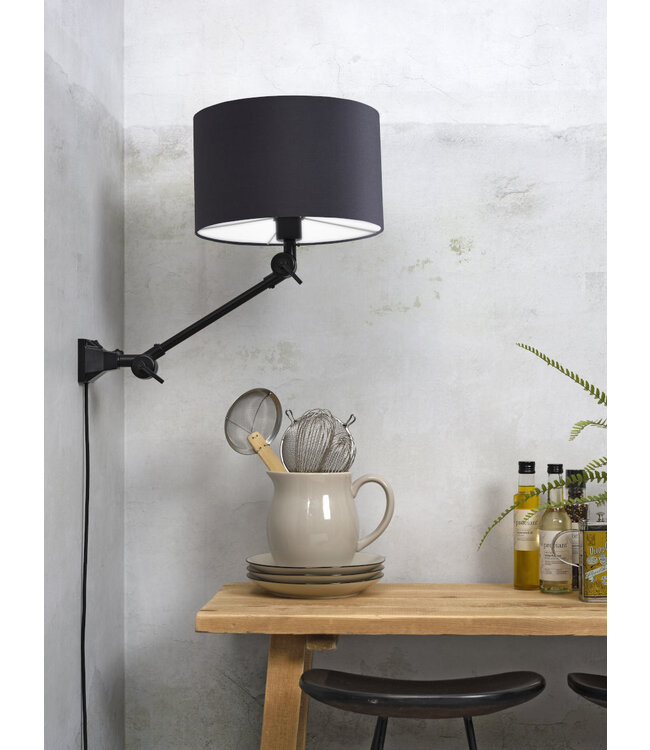 Plafond/wandlamp Amsterdam S met lampenkap textiel L