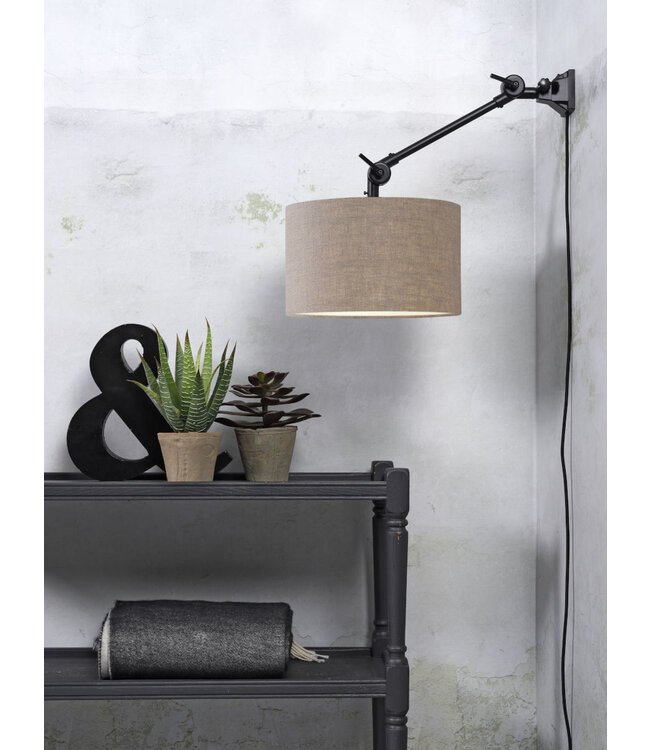 Plafond/wandlamp Amsterdam S met lampenkap textiel L