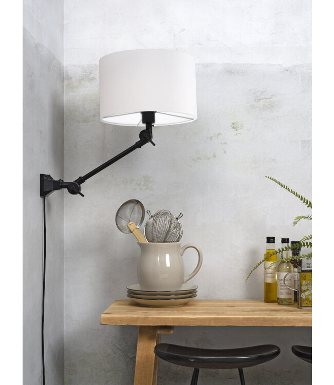 Plafond/wandlamp Amsterdam S met lampenkap textiel L