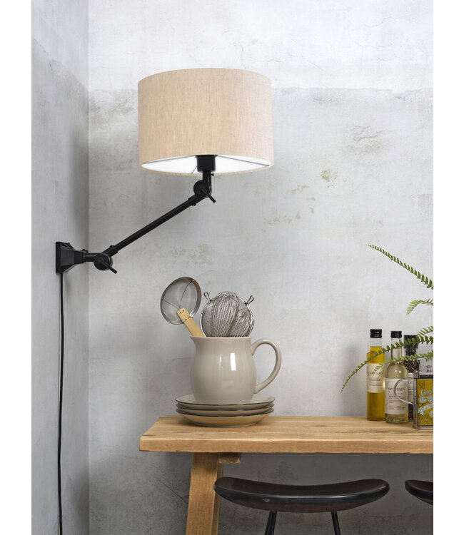 Plafond/wandlamp Amsterdam S met lampenkap textiel L