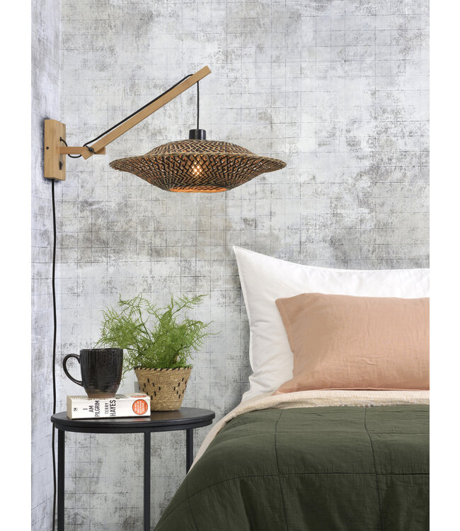 Good&Mojo wandlamp Bali Small naturel of zwart met korte arm