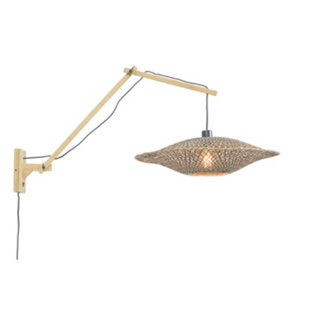 Good&Mojo Good&Mojo wandlamp Bali Large naturel of zwart met lange arm