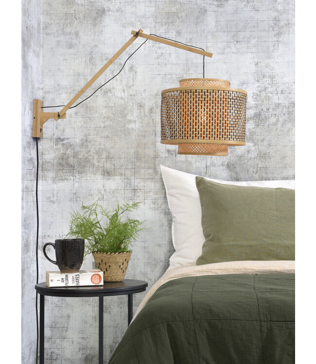 Wandlamp Bhutan bamboe naturel verstelbaar op 2 punten