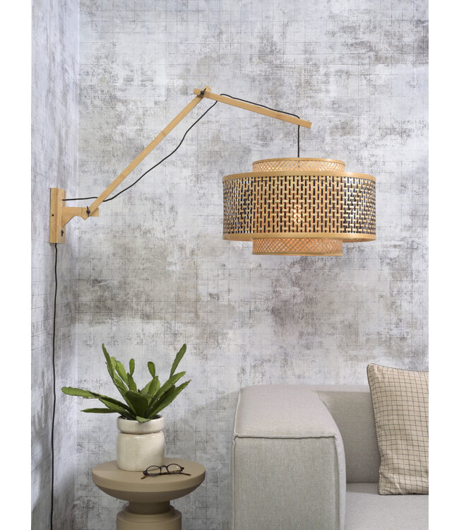 Wandlamp Bhutan bamboe naturel verstelbaar op 2 punten