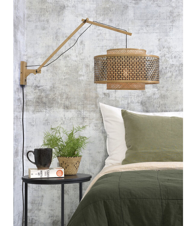 Wandlamp Bhutan bamboe naturel verstelbaar op 2 punten