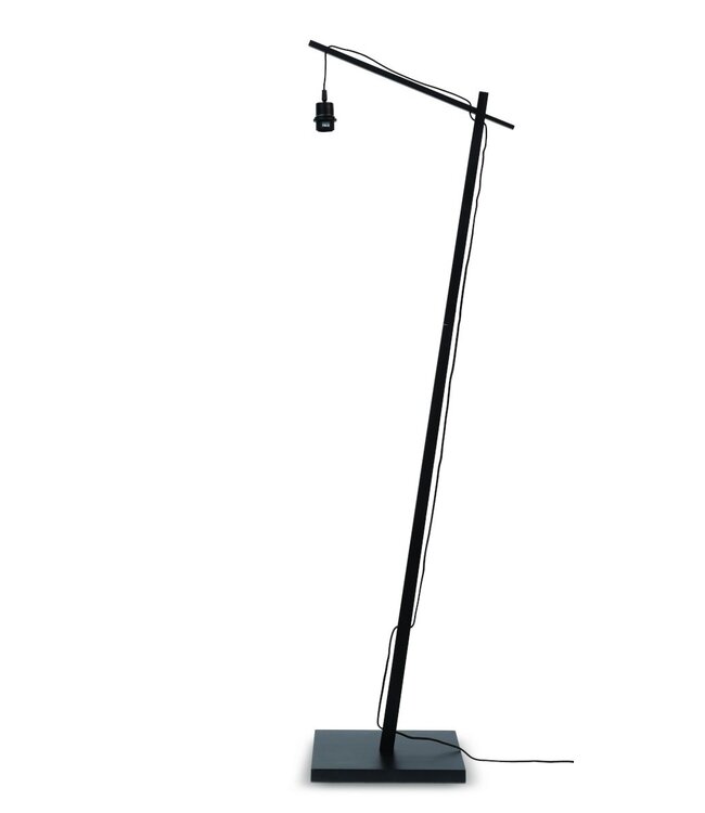 Vloerlamp BROMO bamboe zwart met lampenkap in 2 maten