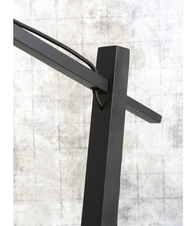 Vloerlamp BROMO bamboe zwart met lampenkap in 2 maten