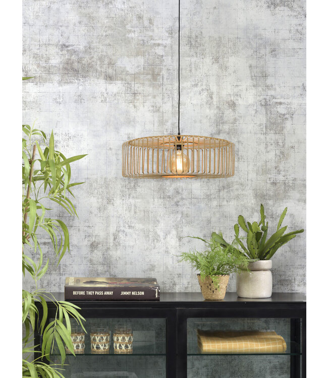 Hanglamp BROMO bamboe naturel met ronde lampenkap in 2 maten