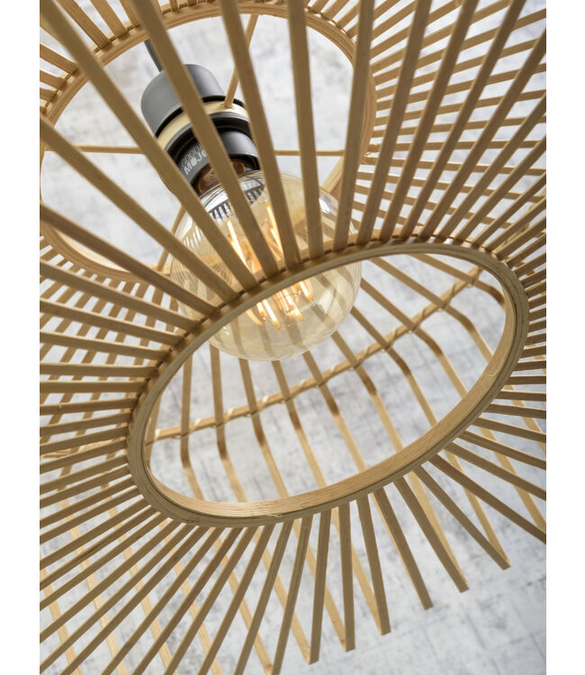 Hanglamp BROMO bamboe naturel met ronde lampenkap in 2 maten