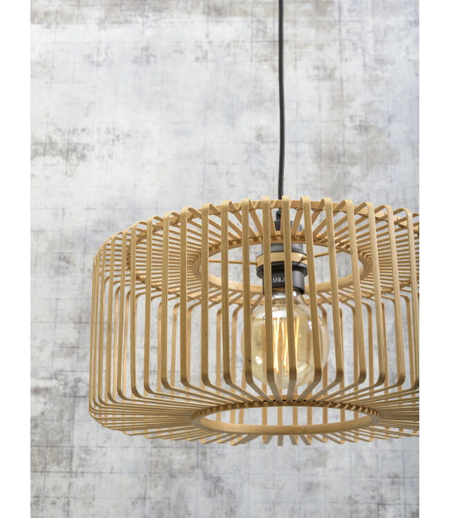 Hanglamp BROMO bamboe naturel met ronde lampenkap in 2 maten