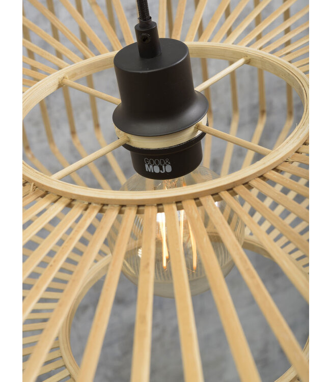 Hanglamp BROMO bamboe naturel met ronde lampenkap in 2 maten