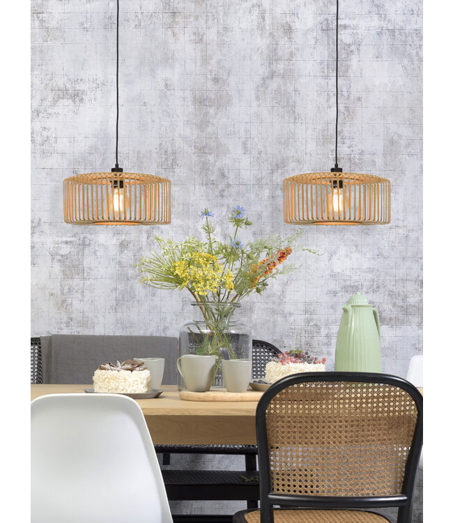 Hanglamp BROMO bamboe naturel met ronde lampenkap in 2 maten