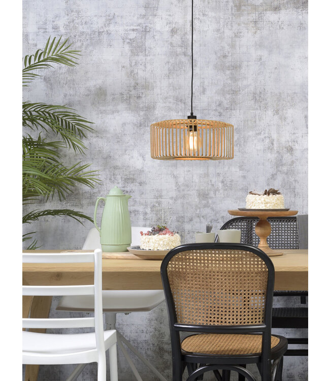 Hanglamp BROMO bamboe naturel met ronde lampenkap in 2 maten