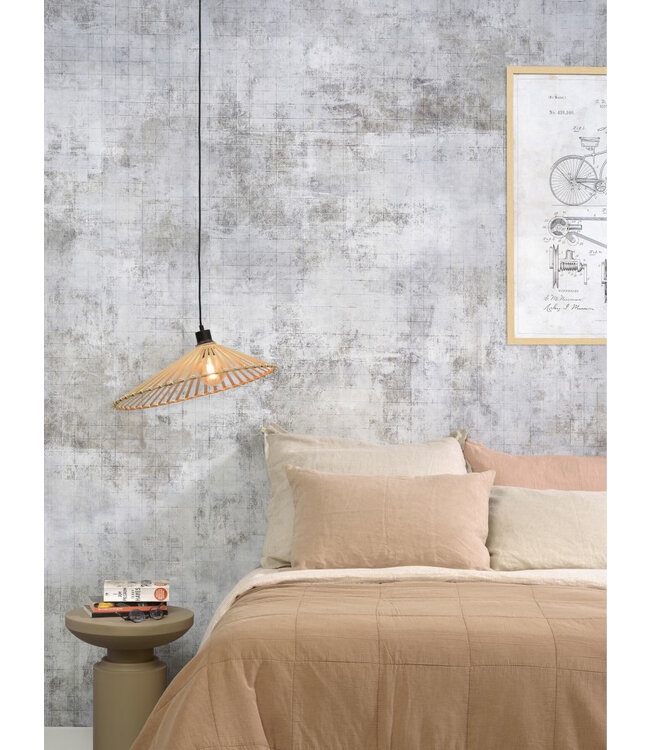 Hanglamp BROMO bamboe naturel met asymmetrische lampenkap in 3 maten