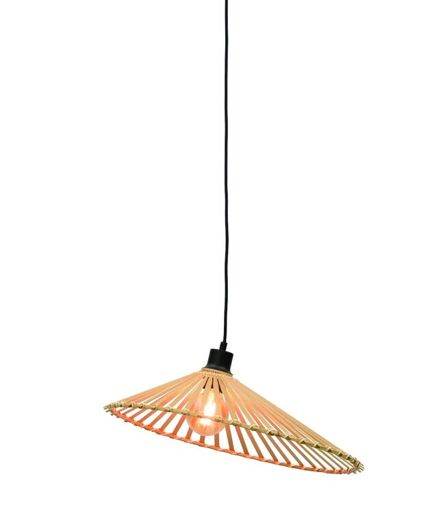 Hanglamp BROMO bamboe naturel met asymmetrische lampenkap in 3 maten